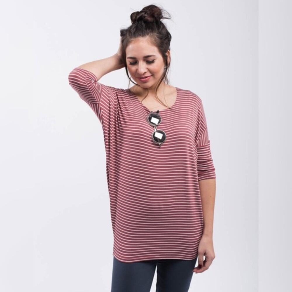 Agnes & Dora Red White Striped Tunic Top Size XS